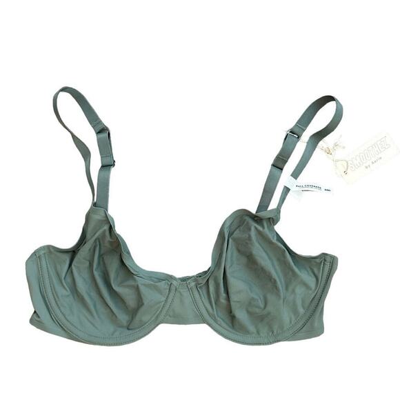 NWT Aerie Smoothez Balconette Mesh Wired Full Coverage Bra In Green Size 34D - Picture 1 of 4